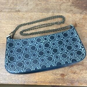 Salvatore Ferragamo Gancini Embossed Leather Baguette  Bag